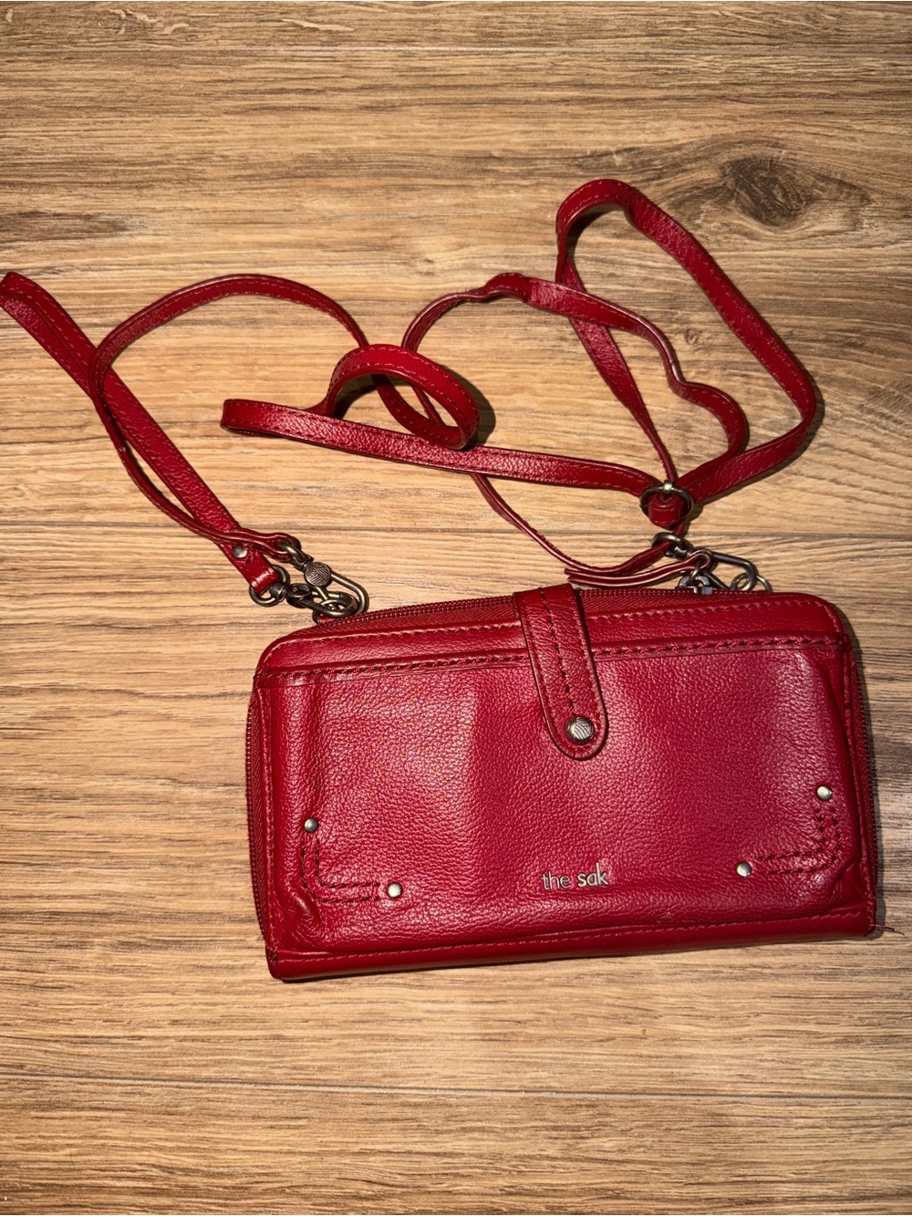 The Sak Red Leather Crossbody Wallet